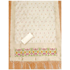 Women's Banarasi Silk Printed Unstitched Salwar Suit Material With Dupatta (White, 3Mtrs)