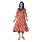 Women's Rayon Print With Embroidery Work A-Line Kurti (Multicolor)