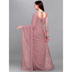 Women's Net Self Design Saree With Unstitched Blouse 5.5Mtr (Light Brown)