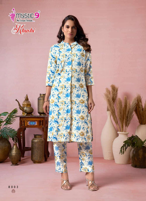 Viscose Printed Co-Ord Set with Mandarin Collar
