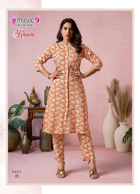 Viscose Printed Co-Ord Set with Mandarin Collar