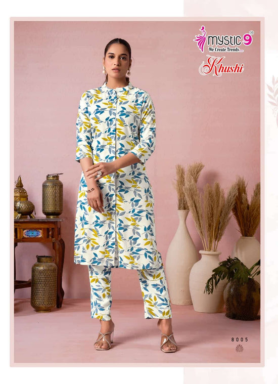 Viscose Printed Co-Ord Set with Mandarin Collar