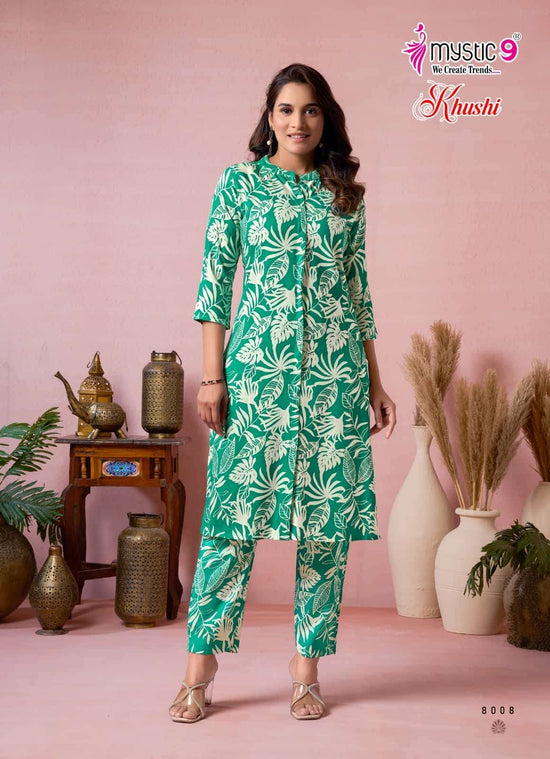 Viscose Printed Co-Ord Set with Mandarin Collar