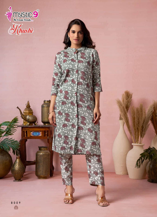 Viscose Printed Co-Ord Set with Mandarin Collar