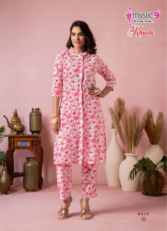 Viscose Printed Co-Ord Set with Mandarin Collar