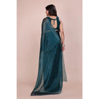 Women's Jimmy choo Embellished Bollywood Saree With Unstitched Blouse 5.5Mtr (Green)