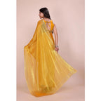Women's Jimmy choo Embellished Bollywood Saree With Unstitched Blouse 5.5Mtr (Mustard)