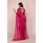 Women's Jimmy choo Embellished Bollywood Saree With Unstitched Blouse 5.5Mtr (Red)