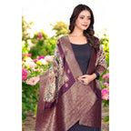 Women's chanderi silk  Printed Dupatta (Magenta, Length: 2 Mtr)