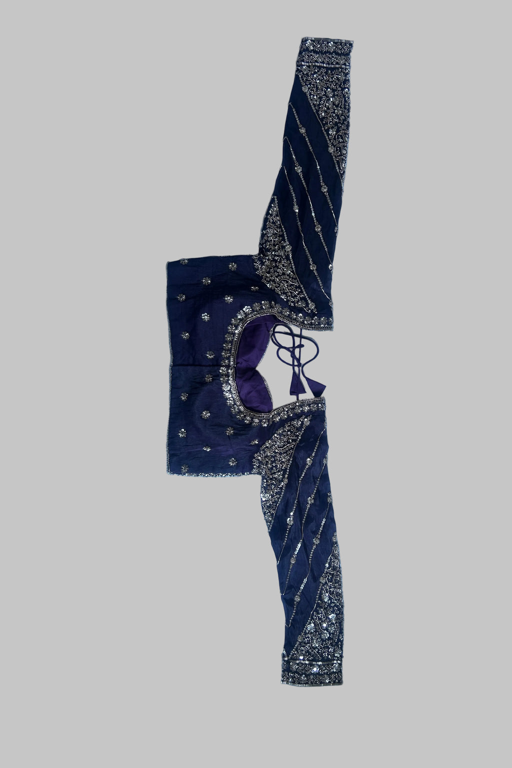 Deep Violet Organza Ready-to-Wear Saree with Embellished Blouse