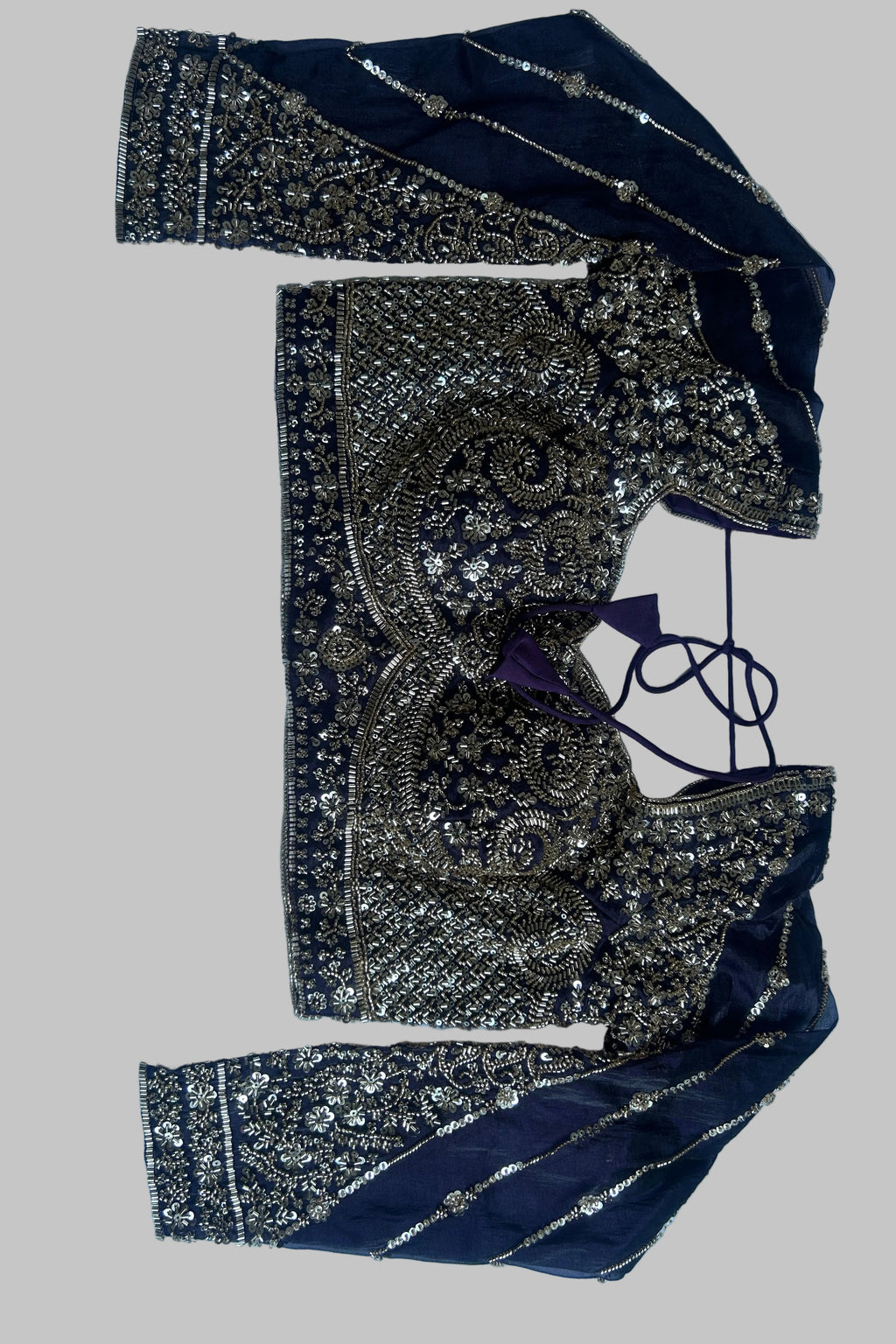 Deep Violet Organza Ready-to-Wear Saree with Embellished Blouse