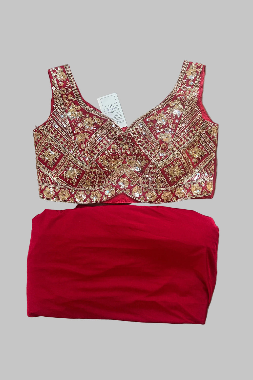 Red Ready-to-Wear Imported Lycra Saree with Embellished Designer Blouse