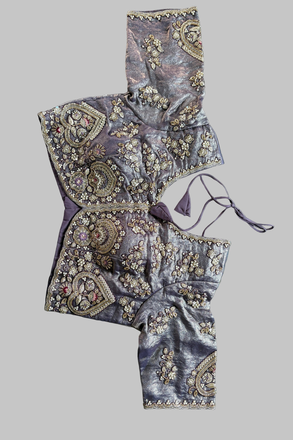 Purple Fandi Ready-to-Wear Saree with Embellished Blouse