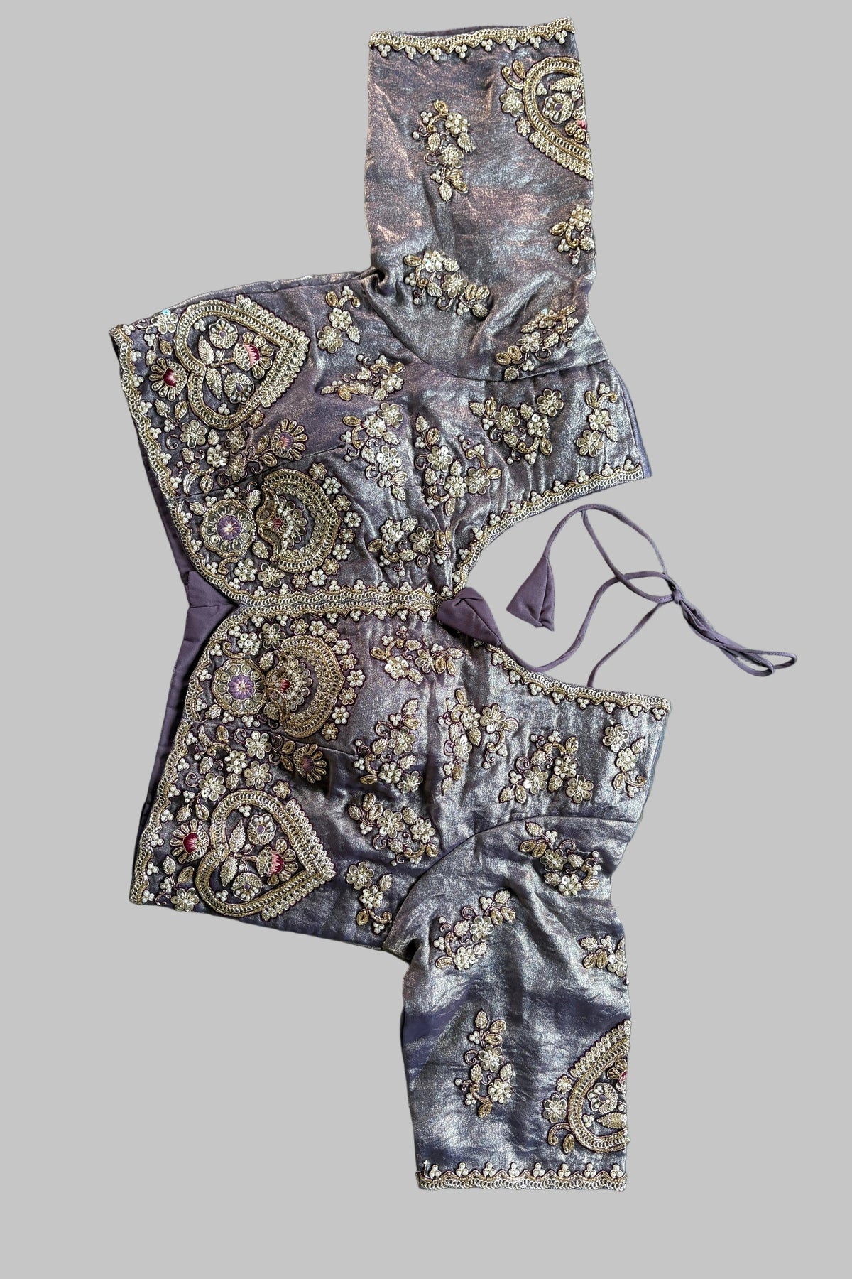 Purple Fandi Ready-to-Wear Saree with Embellished Blouse