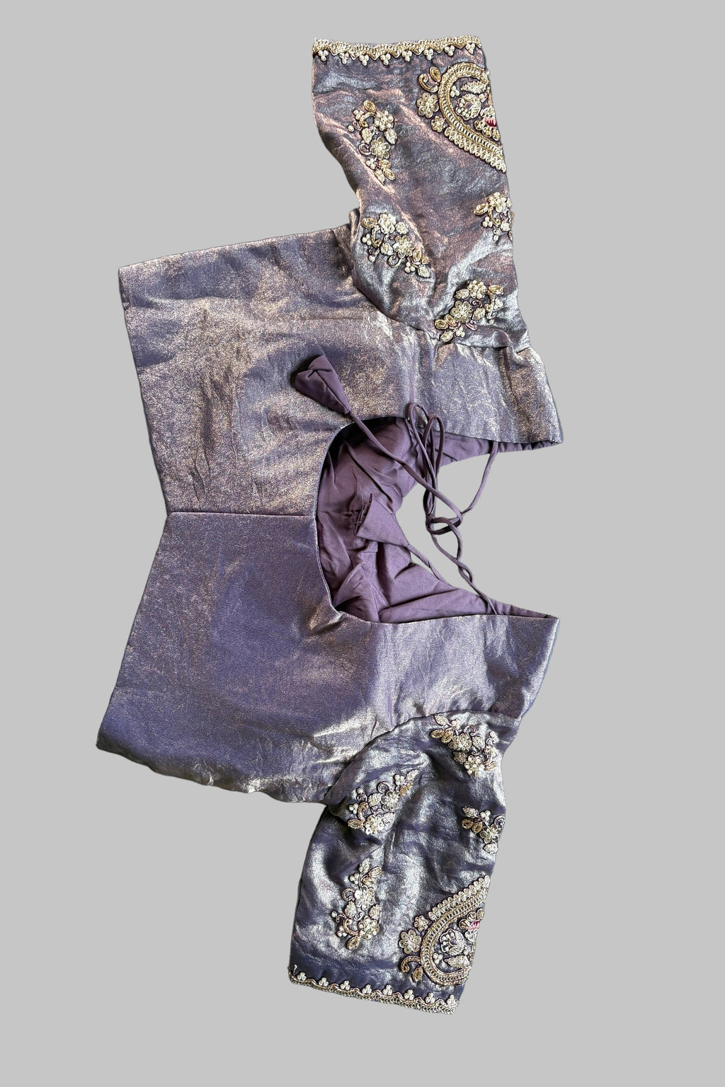Purple Fandi Ready-to-Wear Saree with Embellished Blouse