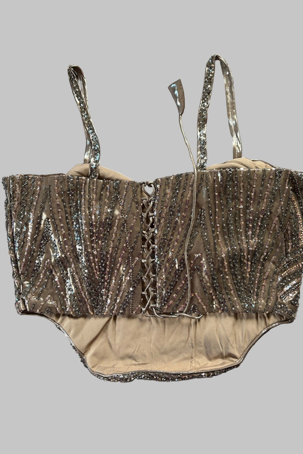 Bronze Grey Imported Fabric Ready-to-Wear Saree with Embellished Blouse
