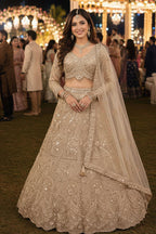 Heavy Net Embroidered Beads Work Bridal Lehenga Choli with Dupatta