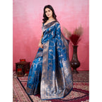 Women's Banarasi Silk Printed Saree With Unstitched Blouse 5.5Mtr (Pinch)
