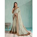 Women's Silk Blend Printed Saree With Unstitched Blouse 5.5Mtr (Green)