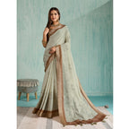 Women's Silk Blend Printed Saree With Unstitched Blouse 5.5Mtr (Green)