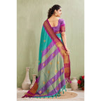 Women's Silk Blended Jaquard Woven Saree With Unstitched Blouse 5.5Mtr (Light Blue)