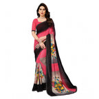 Women's Georgette Printed Saree With Unstitched Blouse 5.5Mtr (Multicolor)