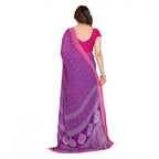 Women's Georgette Printed Saree With Unstitched Blouse 5.5Mtr (Purple)