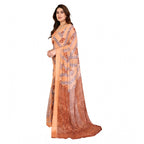 Women's Georgette Printed Saree With Unstitched Blouse 5.5Mtr (Orange)