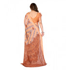 Women's Georgette Printed Saree With Unstitched Blouse 5.5Mtr (Orange)