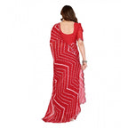 Women's Georgette Printed Saree With Unstitched Blouse 5.5Mtr (Red)