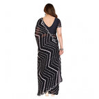 Women's Georgette Printed Saree With Unstitched Blouse 5.5Mtr (Black)