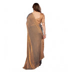 Women's Georgette Printed Saree With Unstitched Blouse 5.5Mtr (Brown)