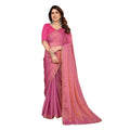 Women's Georgette Printed Saree With Unstitched Blouse 5.5Mtr (Pink)