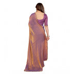 Women's Georgette Printed Saree With Unstitched Blouse 5.5Mtr (Purple)
