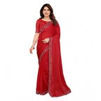 Women's Georgette Printed Saree With Unstitched Blouse 5.5Mtr (Red)