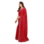 Women's Georgette Printed Saree With Unstitched Blouse 5.5Mtr (Red)