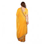 Women's Georgette Printed Saree With Unstitched Blouse 5.5Mtr (Yellow)