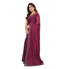 Women's Georgette Printed Saree With Unstitched Blouse 5.5Mtr (Purple)