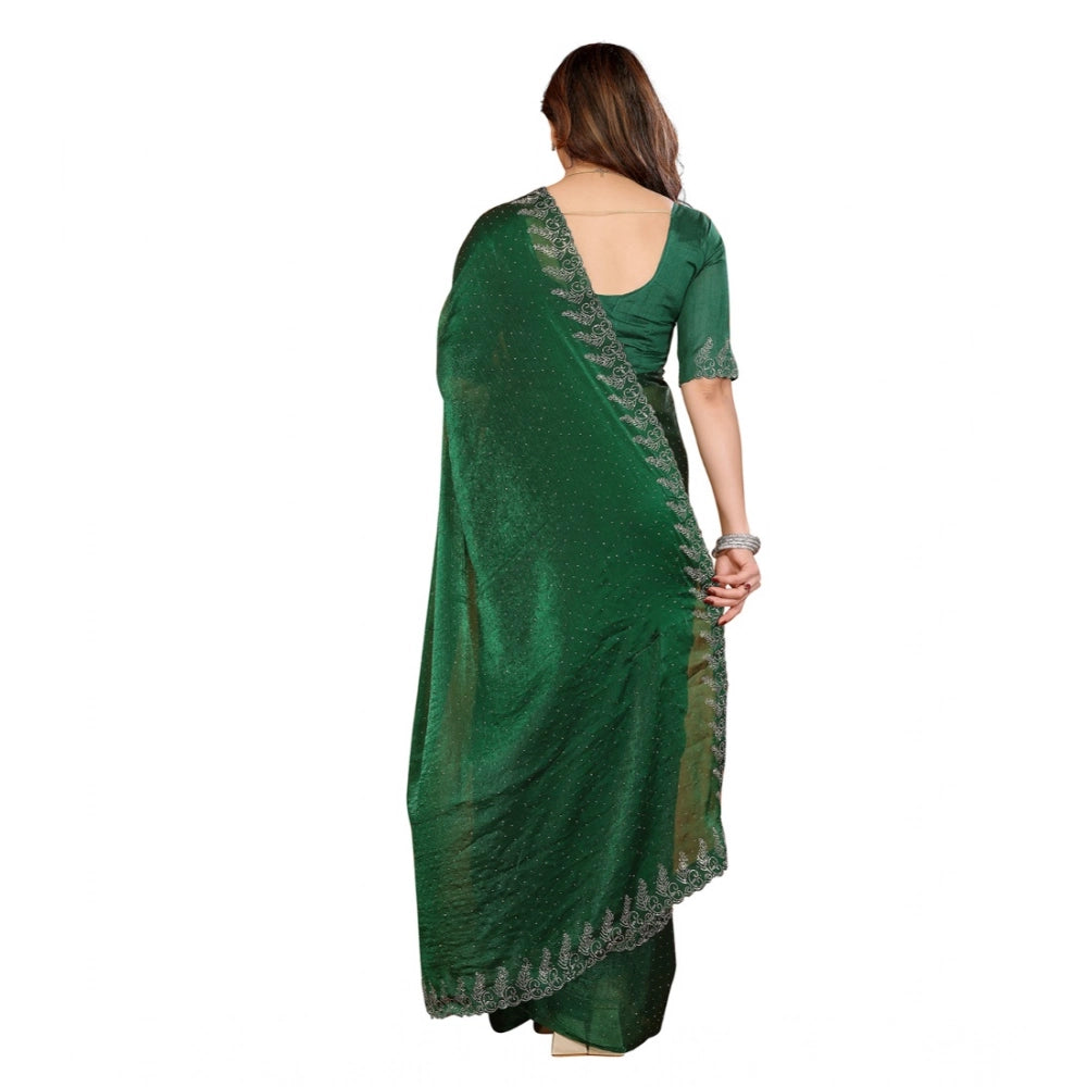 Women's Georgette Printed Saree With Unstitched Blouse 5.5Mtr (Green)