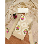 Women's Banarasi Silk Printed Unstitched Salwar Suit Material With Dupatta (White, 3Mtrs)