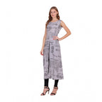 Women's Casual Crepe Sleeveless Slit Dress (Light Grey)