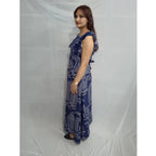 Women's Casual Crepe Sleeveless Dress (Blue)