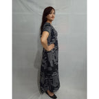 Women's Casual Crepe Half Sleeves Dress (Black)