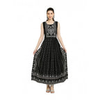 Women's Casual Rayon Sleeveless Kurti (Black)