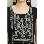 Women's Casual Rayon Sleeveless Kurti (Black)