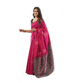 Women's Soft Lichi Silk Printed Saree With Unstitched Blouse 5.5Mtr (Pink)
