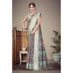 Women's Cotton Silk  Printed Saree With Unstitched Blouse 5.5Mtr (Multicolor)