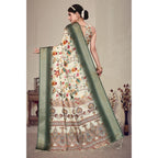 Women's Cotton Silk  Printed Saree With Unstitched Blouse 5.5Mtr (Green)