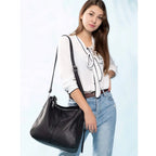 Women's PU Leather Zipper Handbag (Black)
