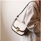 Women's PU Leather Zipper Sling Bag (Beige)